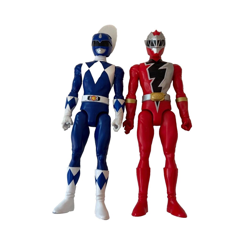 Power Rangers Figures Set of 2 Large Blue & Red Ranger 11"
